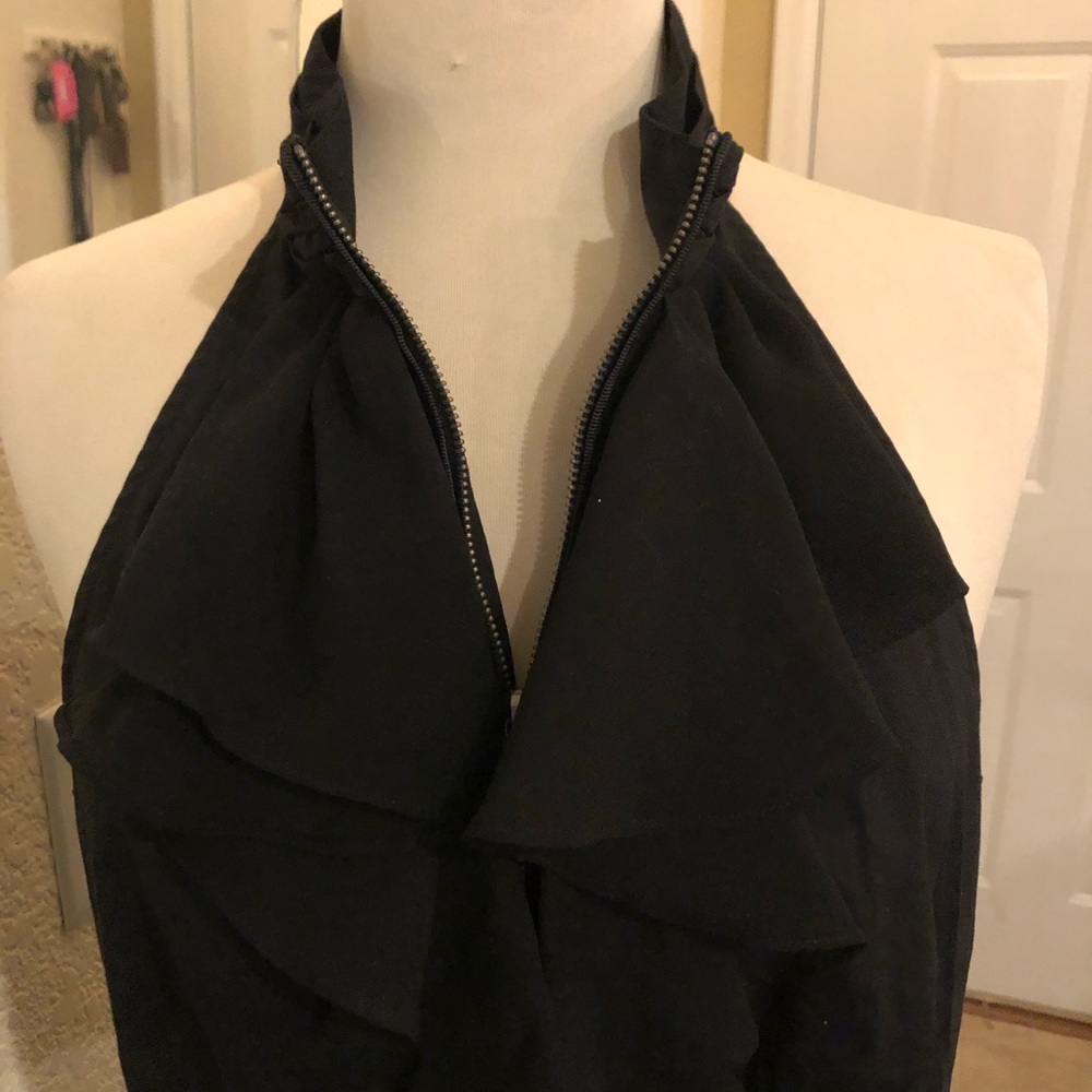 Nwt forever 21 black ruffled blouse sleeveless l - Picture 6 of 7